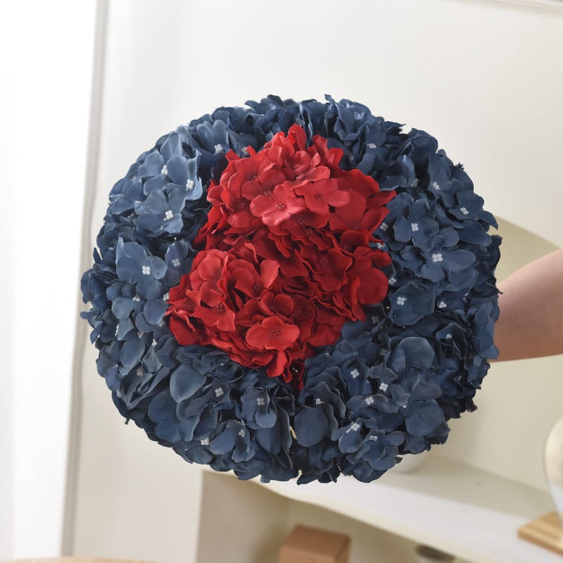 LUSHIDI 10PCS Silk Hydrangea Heads with Stems Artificial Flowers for Wedding Party Home Decor (Red) - Image 5